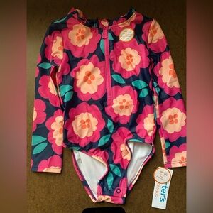 Carter’s 3T floral zip up long sleeve swimsuit. NWT